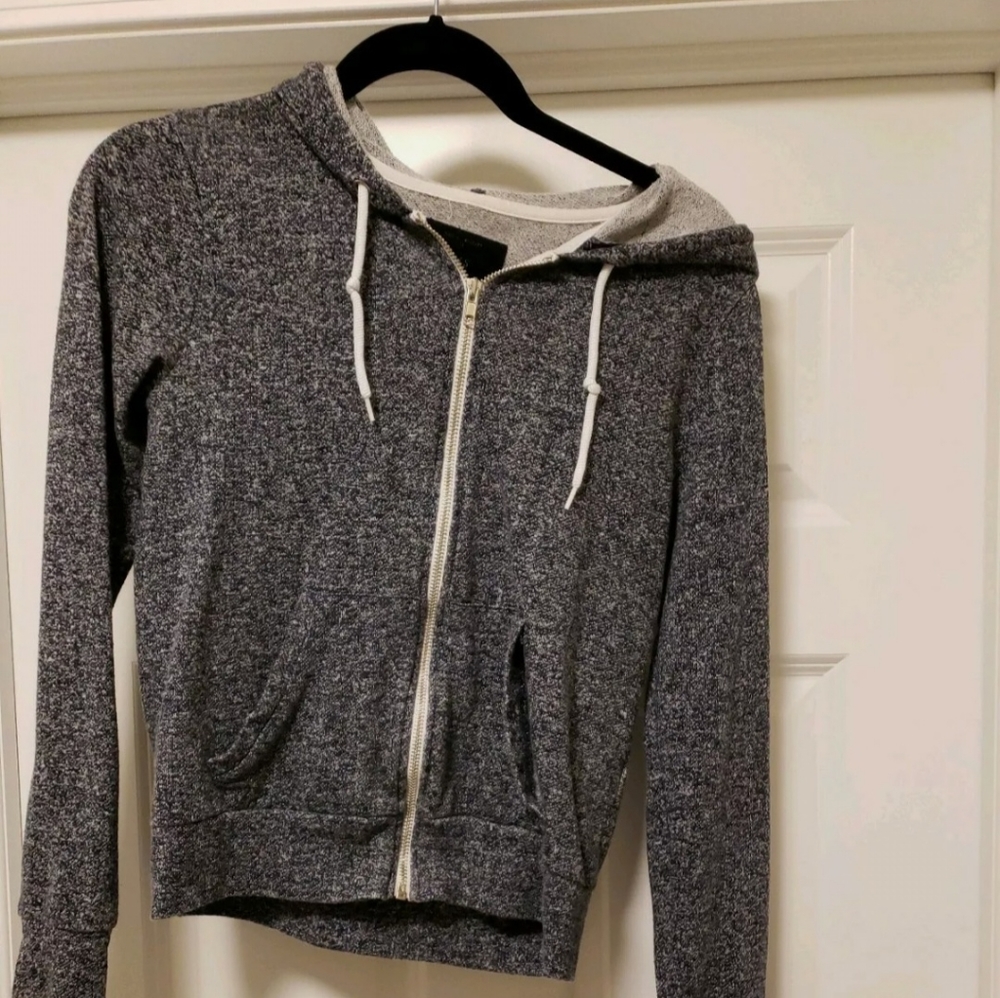 Ladies Iris Size Small Blue Hooded Sweatshirt. Condition is Pre-owned.